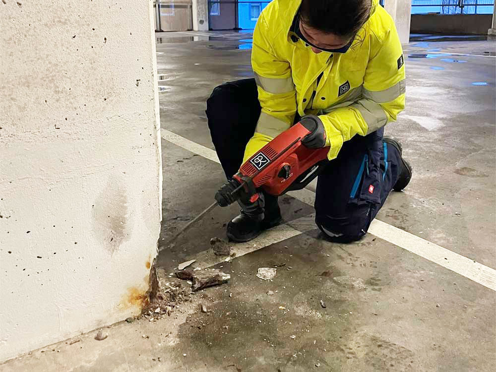 Probenentnahme in Tiefgarage